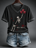 Women's Halloween Well, shit... Print V Neck T-Shirt