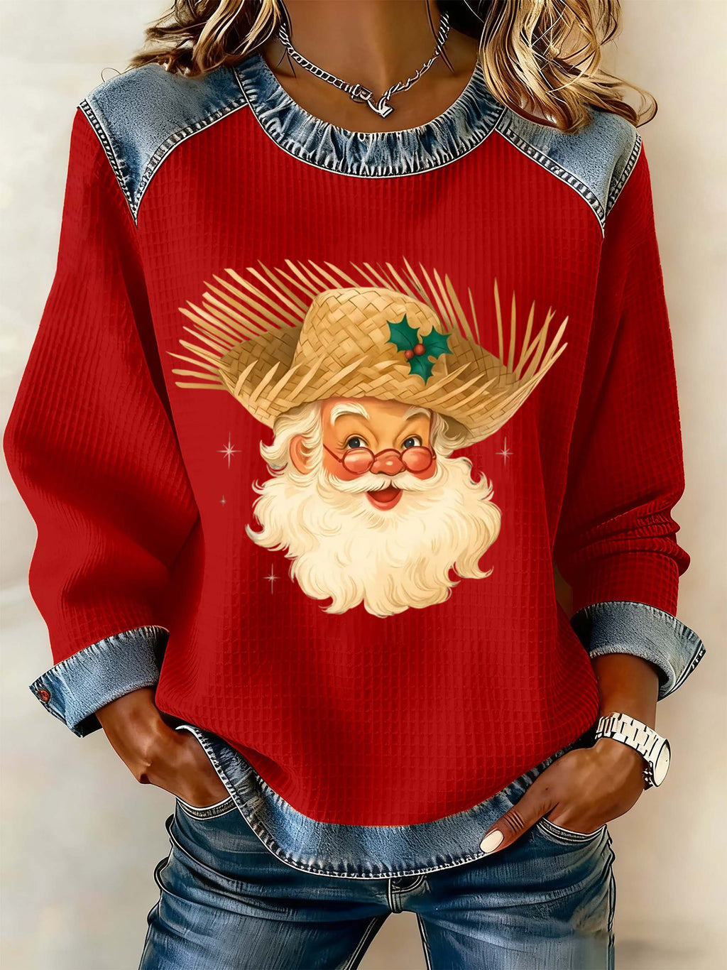 Women's Puerto Rico Christmas Print Casual Sweatshirt