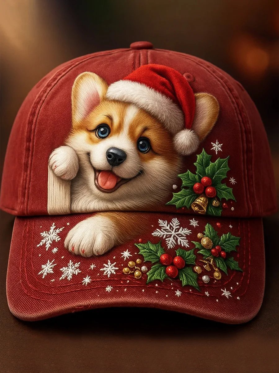 Christmas Cute Dog Print Hat