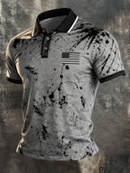 Men's Retro "Patriot" Color-Block Short-Sleeve Polo Shirt