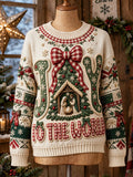 Women's Christmas Nativity Scene Art Print Casual Knitwear