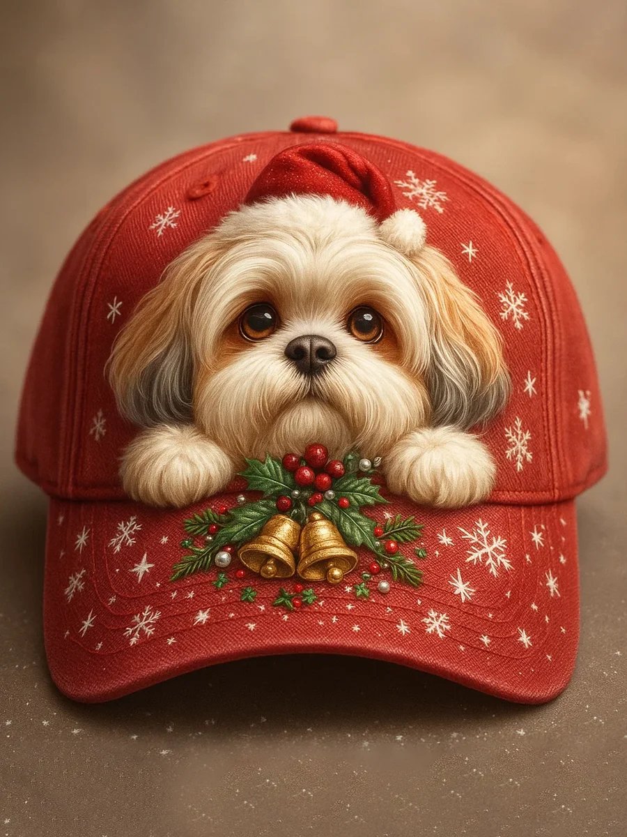 Christmas Cute Dog Print Hat