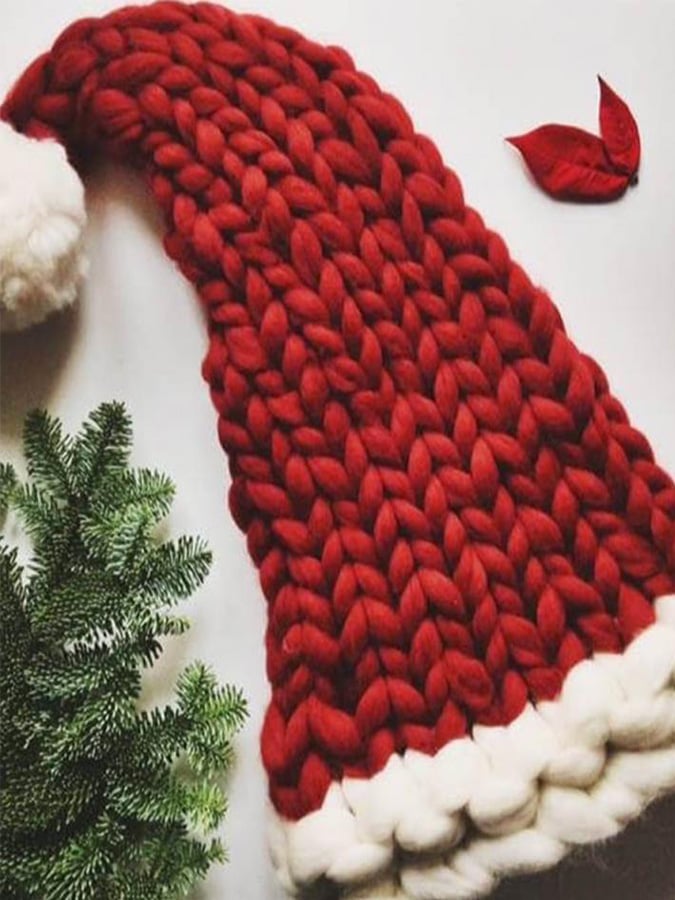 Hand-Knitted Warm Christmas Hat