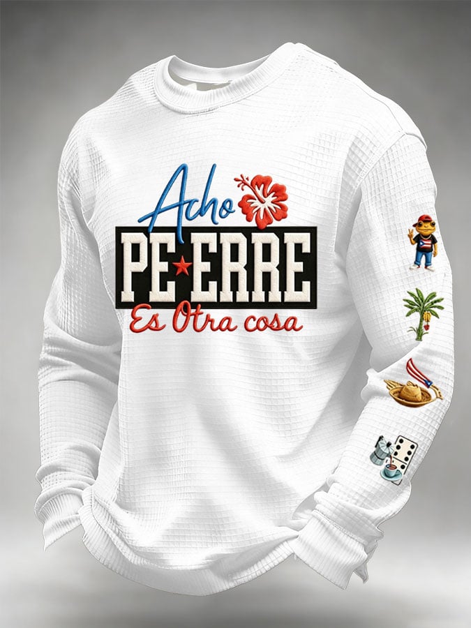 Men's Puerto Rico Print Waffle-Knit Long-Sleeve T-Shirt
