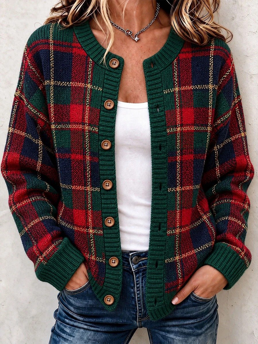 Women's Christmas Casual Printed Knit Cardigan