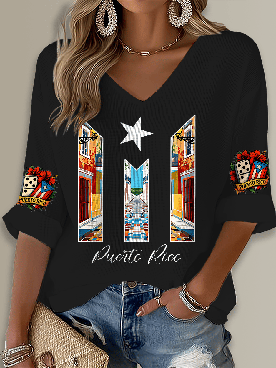 Puerto Rico Singer Boricua Printed Long Sleeve Top