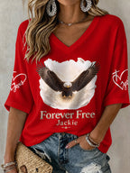 🔥🔥2nd 50% Off 🔥🔥V-Neck Retro Forever Free Jackie Print T-Shirt
