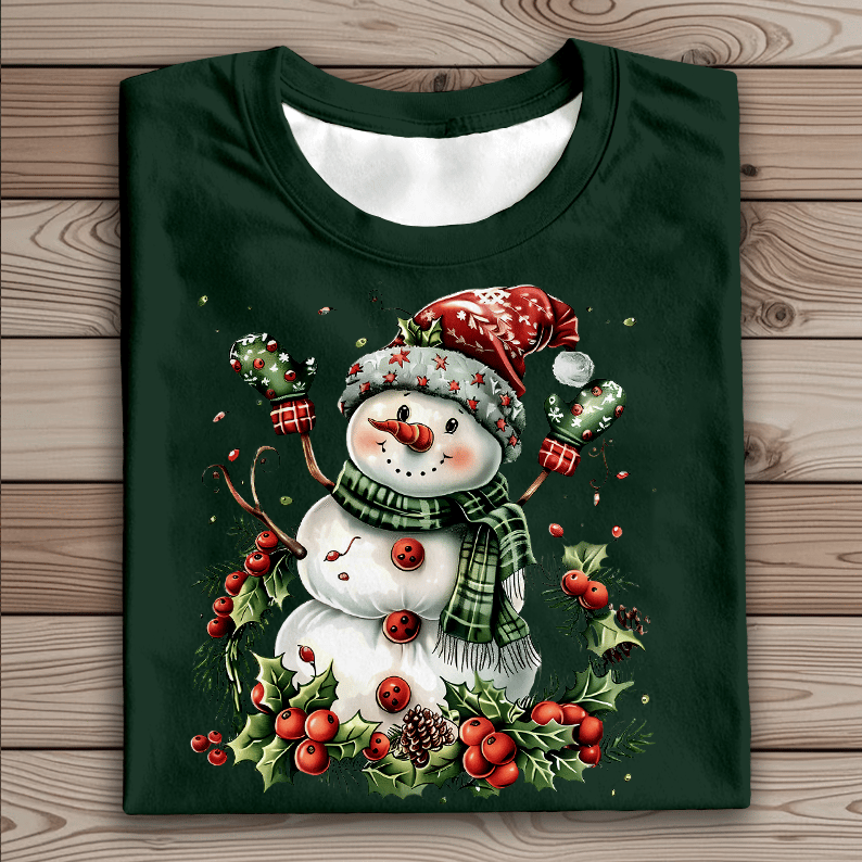 Merry Christmas Printed Round Neck T-Shirt