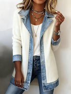 Women'S Casual Lapel Contrast Color Stitching Jacket