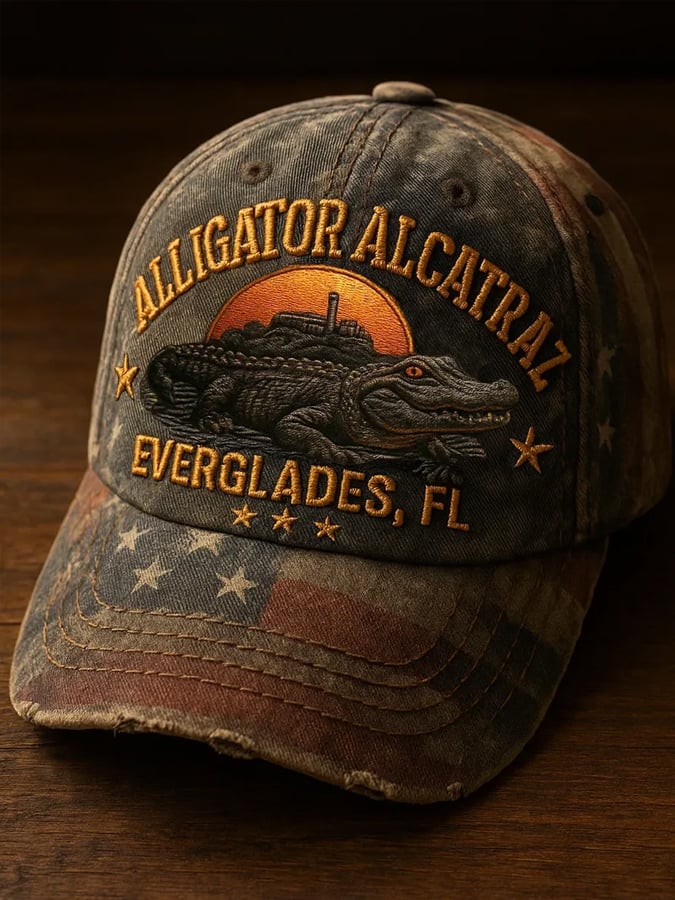 Unisex Vintage Washed Crocodile Print Hat