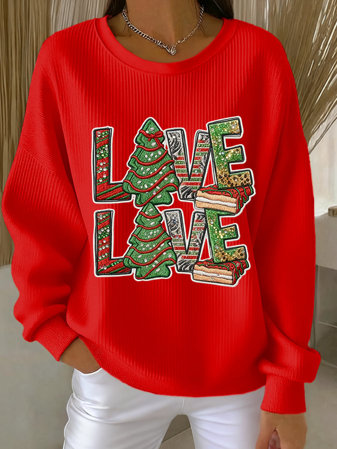 Women's Christmas Tree Print Sweatshirt