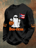 Men's Boricua Halloween Waffle-Knit Long-Sleeve Top