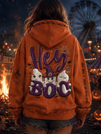 Women'S Hey Boo Halloween Print Sweatshirt