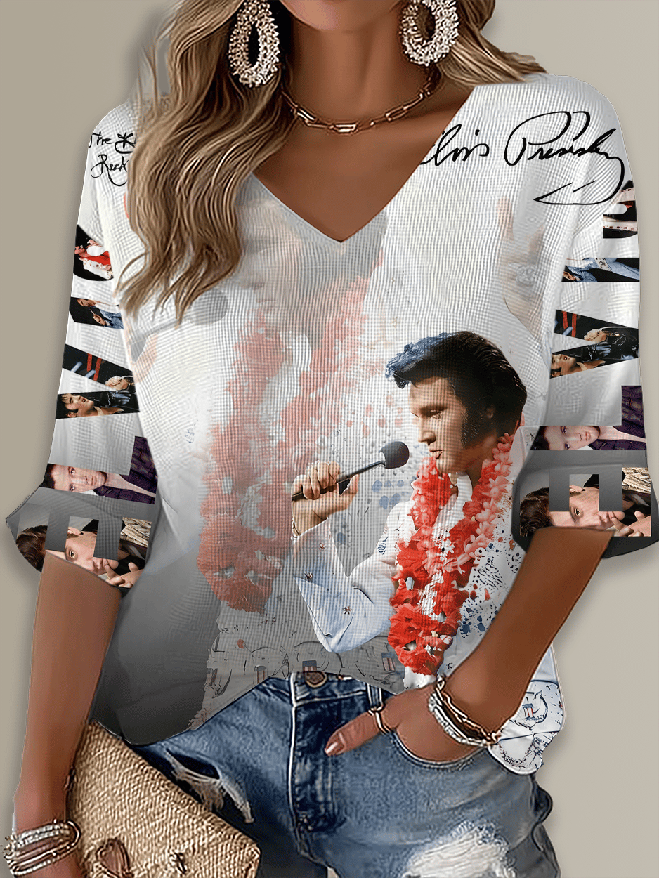 King of Rock And Roll Printed Long Sleeve Top