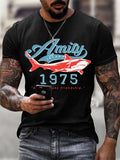 Men's Amity Island 1975 Printed Round Neck T-Shirt