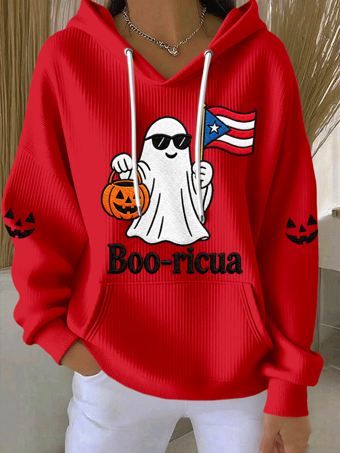 Women's "Halloween in Puerto Rico" Print Knit Hoodie