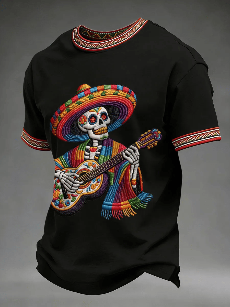 Men's Retro Cinco De Drinko Print Casual T-Shirt