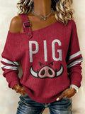Women's Casual Rugby Print Top