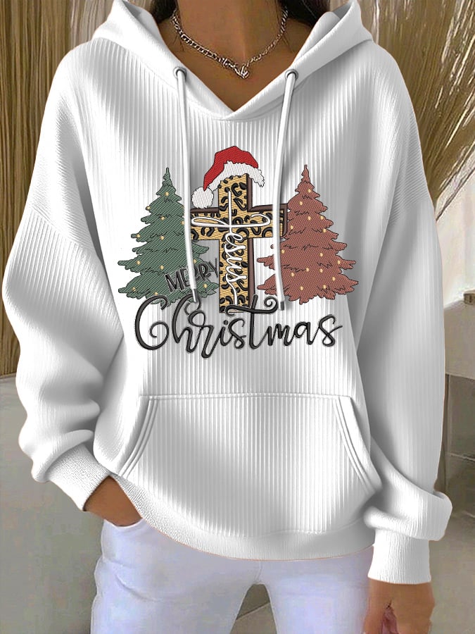 Women's Casual Print Long Sleeve Hooded Sweatshirt