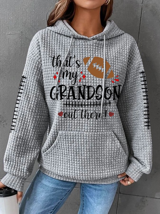 Women's That's My Grandson Out There Football Print Casual Hoodie