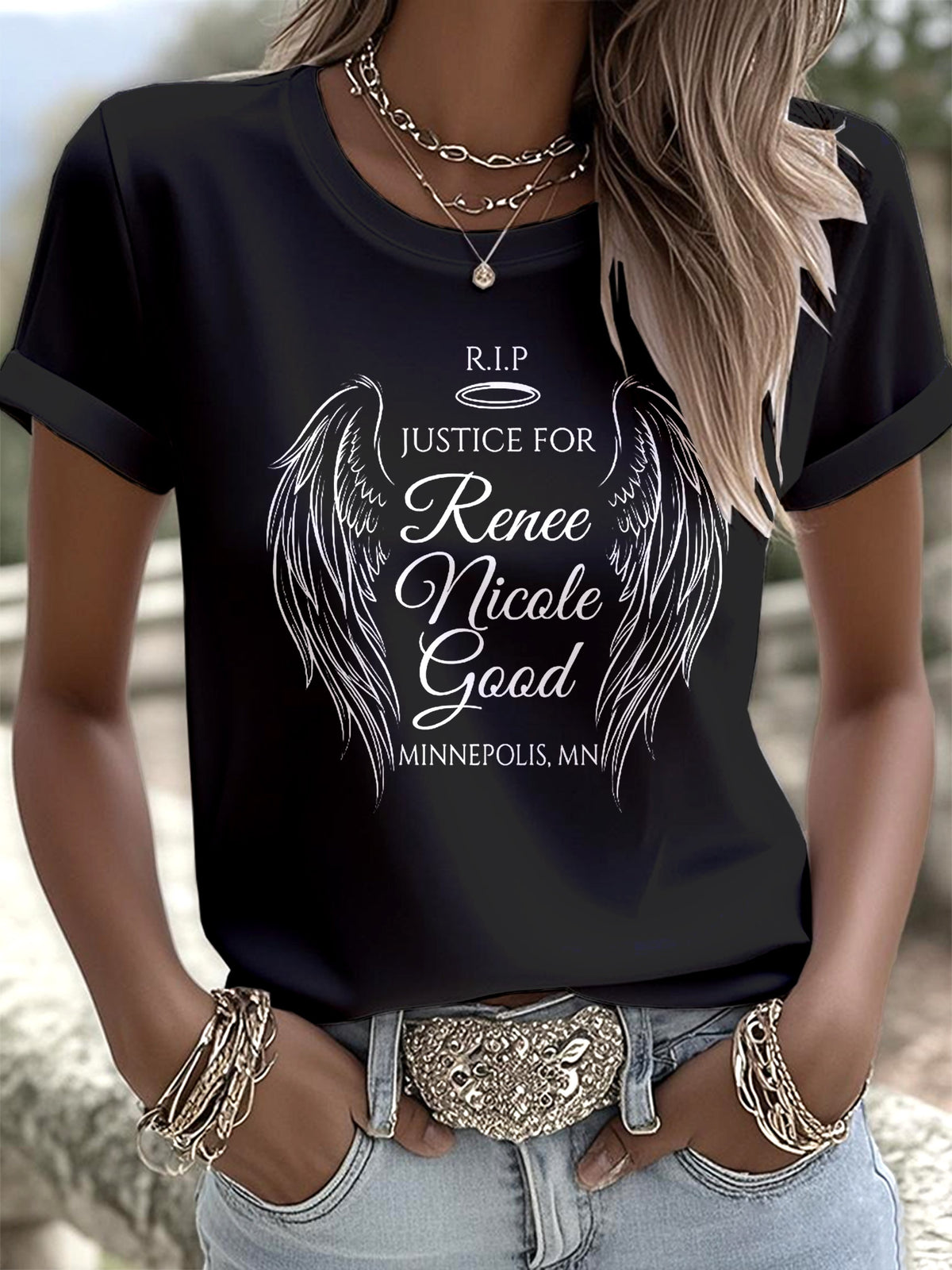 Famous singer Colorful Casual Printed Crew Neck T-shirts