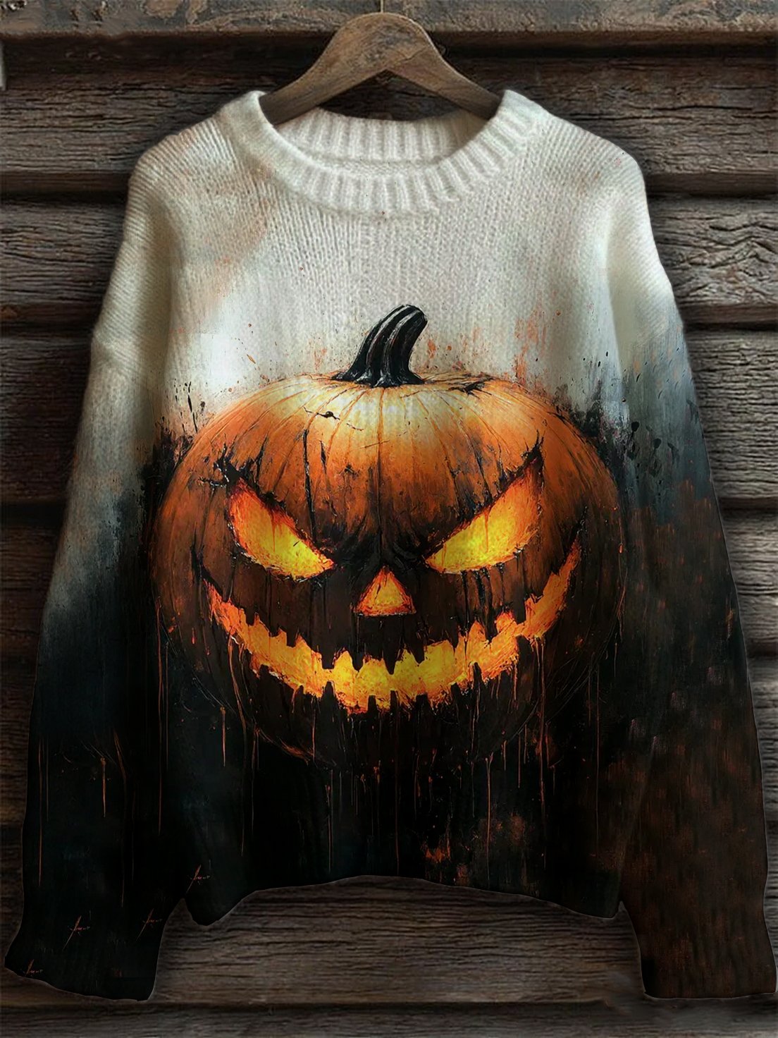 Halloween Pumpkin Colorful Casual Print Cozy Knit Sweater
