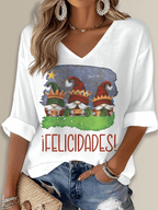 Puerto Rico Ifelicidades Christmas Printed Long Sleeve Top