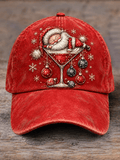 Unisex Christmas Santa Claus Wine Glass Print Hat