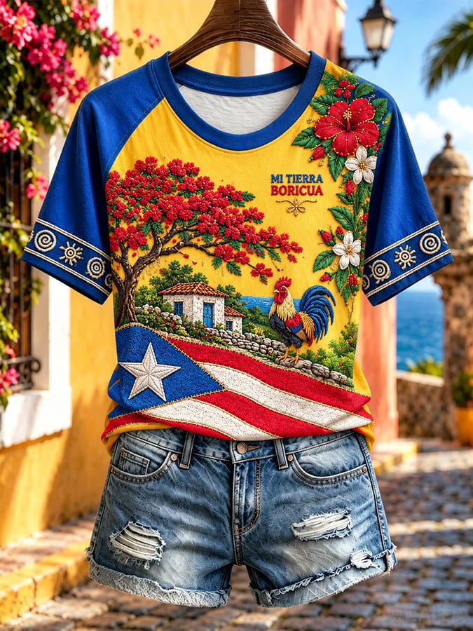 Women's Puerto Rican Art Print Top