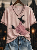 Women's Halloween Witch Print T-shirt