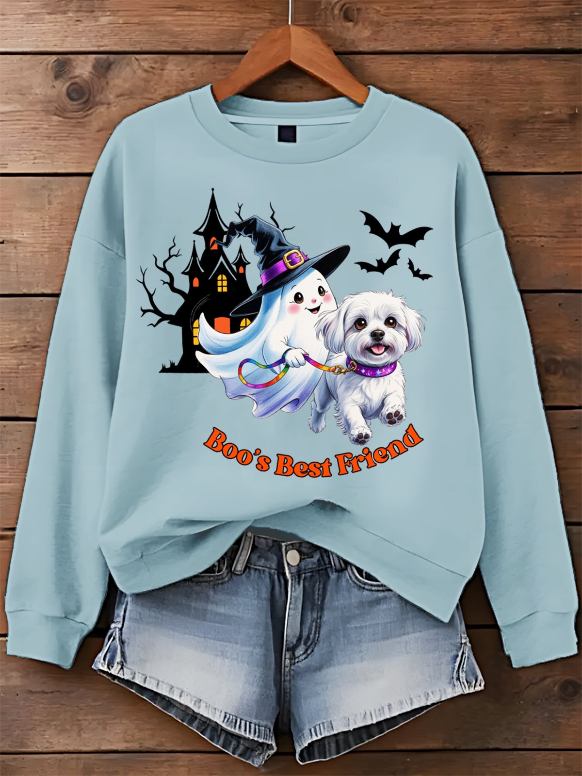 Dog Ghost Best Friend Halloween Art Printed Sweatshirt