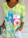 Women's Casual Texas Faith Print Knitted T-shirt