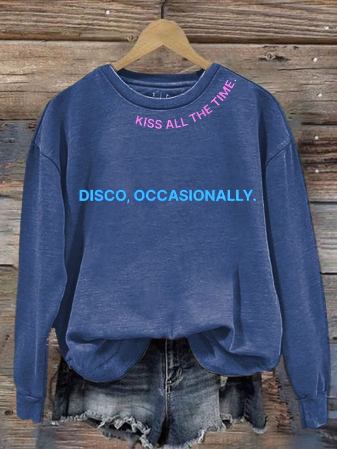 Women's Singer Casual Printed Long-Sleeve Sweatshirt