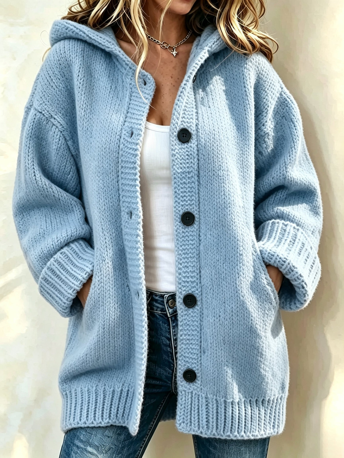 Women's Casual Printed Knitted Fabric Plush Jacket Cardigan