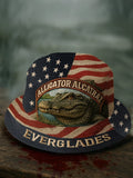 Retro Alligator Alcatraz Fun Florida Everglades Art Casual Print Hat