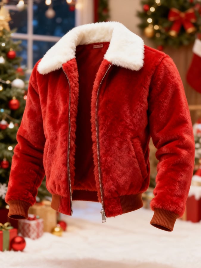 Men'S Plush Warm Fleece Christmas Jacket