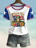 Retro Puerto Rico Print T-Shirt