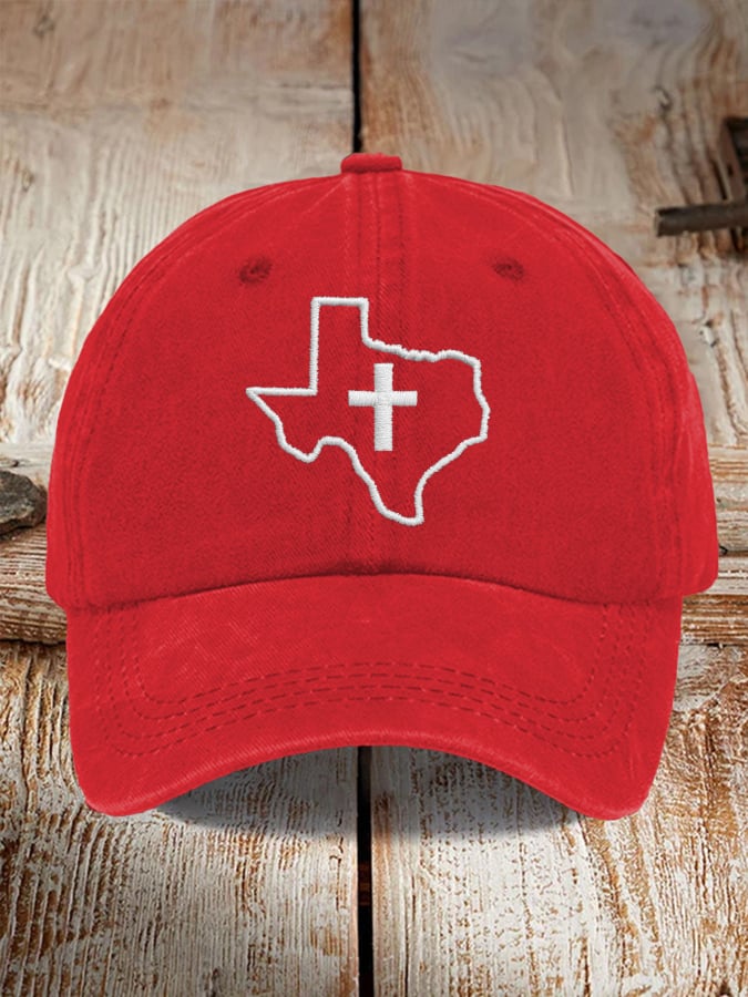 Retro Texas Strong Faith Cross Print Baseball Cap