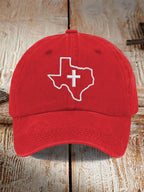Retro Texas Strong Faith Cross Print Baseball Cap