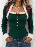 Women's Long-Sleeve Top with Raw-Edge Paneling