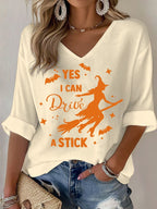 Women's Yes I Can Drive A Stick Print V Neck T-shirt