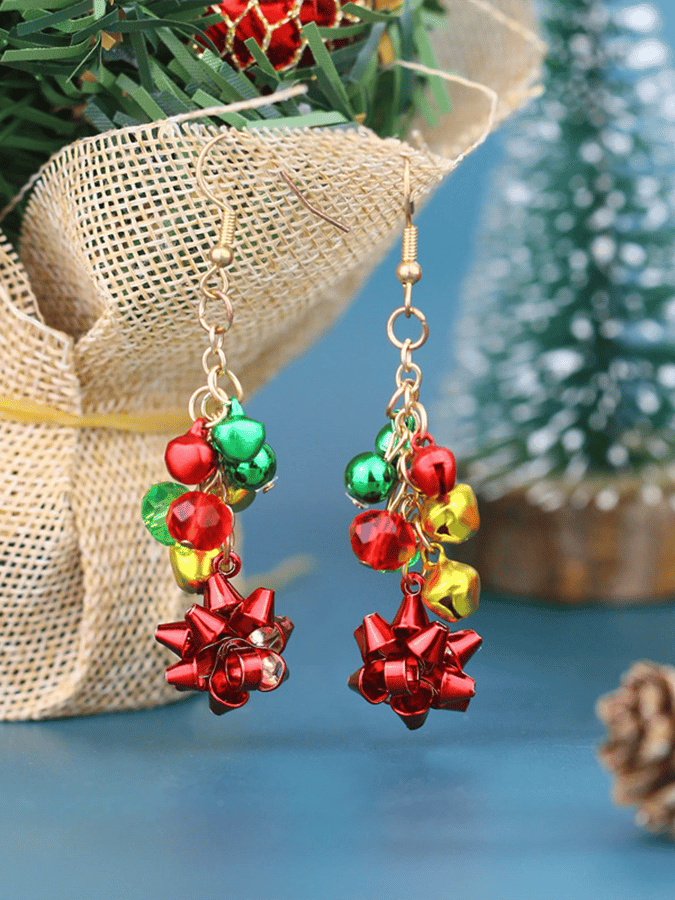Christmas Fashion Simple Colorful Bell Pendant Earrings