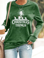 Retro Christmas Things Print Sweatshirt