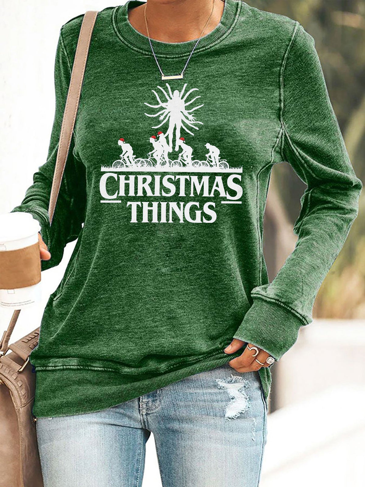 Retro Christmas Things Print Sweatshirt
