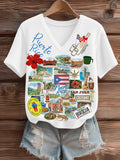 Puerto Rican Women's casual and comfortable knitted print short sleeves