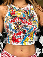Women's Creative Leisure Print Halter vest