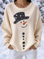 Women's Snowman Art Print Casual Sweatshirt