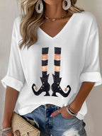 Women's Casual Printed Waffle Top