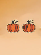 Women's Autumn Orange Pumpkin Coffee Maple Leaf Earrings