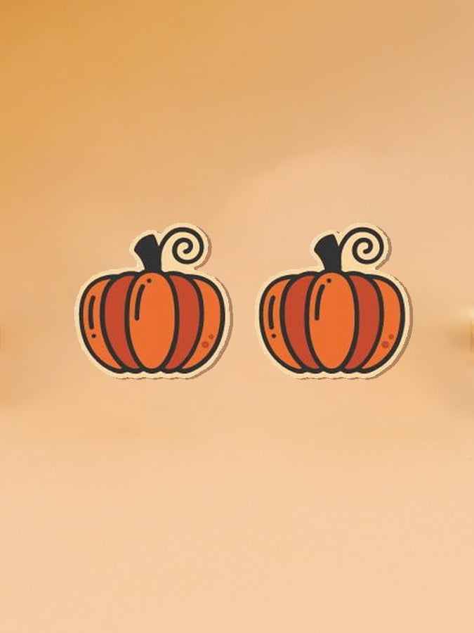 Women's Autumn Orange Pumpkin Coffee Maple Leaf Earrings